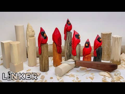Easy Carve Cardinal in a Dowel -Full Knife Only Woodcarving Tutorial
