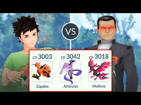 Galarian Legendary Birds vs Boss Giovanni in Pokemon GO.