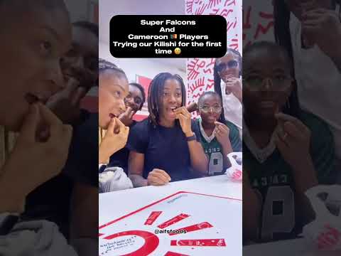 🇳🇬 Super falcons and cameroon players trying kilishi from aifs foods for the first time 🤩 #shorts