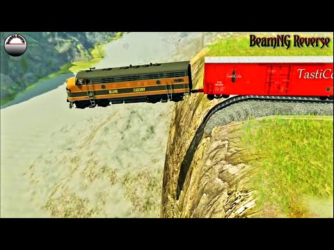 Train vs Cliff Crashes Reverse - BeamNG Drive
