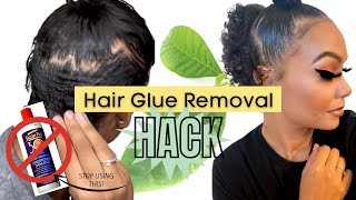 *MUST SEE* Hair Glue REMOVAL HACK! Safe & DAMAGE FREE! 😮 #quickweave #extensions #heatprotectant