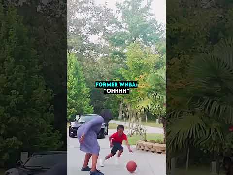 WNBA mom showing her son how it's done #shorts #wnba #basketball