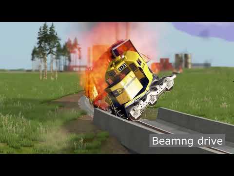 Railway Сrossing Train Сrashes  - Beamng drive