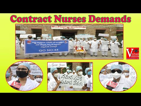 G.O.No 44 Contract Nurses Demands to Make Pernment Staff Nureses at KGH in Visakhapatnam,Vizagvision