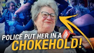 Gutless cops CHOKEHOLD Jewish grandma as violent anti-Israel mob run wild