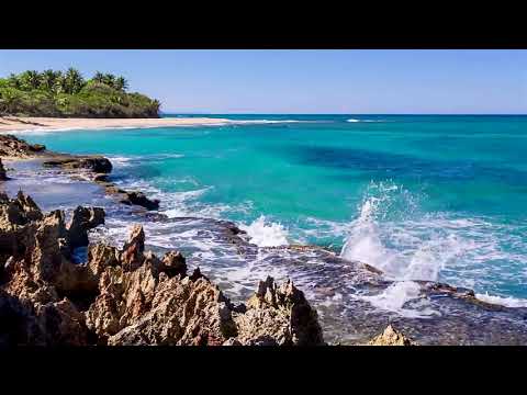 Splashing Waves All Day on Playa Encuentro  -  Refreshing and Relaxing on a Hot Summer Beach