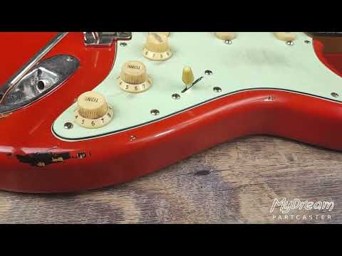 MyDream Partcaster Custom Built - Fiesta Red over Sunburst SRV image 14