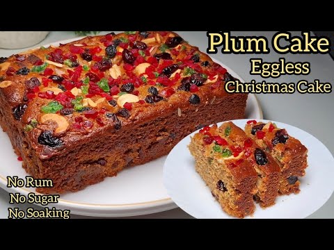 Plum Cake Recipe Without Oven | Eggless Sugar Free Plum Cake | Christmas Special Perfect Cake