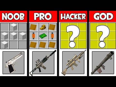 Minecraft Battle: SUPER GUN CRAFTING CHALLENGE! NOOB vs PRO vs HACKER vs GOD in Minecraft Animation