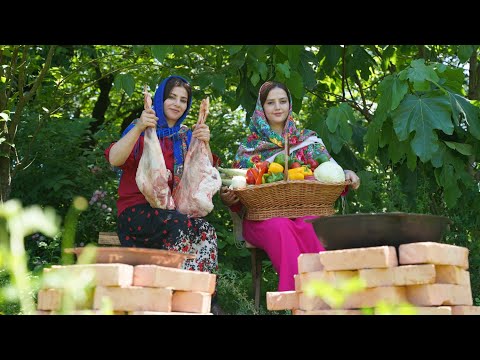 Rural Cooking of Lamb Dolme And Traditional Bread On Sadj ♤ Village Vlog