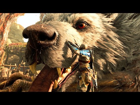 God of War Ragnarök - Yes, You Can Pet The Giant Wolf - Kratos Pets Fenrir and Calls Him GOOD BOY 🐺