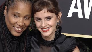 Emma Watson and Marai Larasi at The 75th Annual Golden Globe Awards