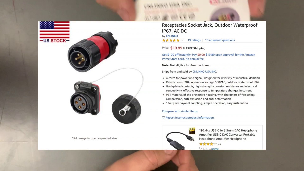 CNLINKO 4 Pin Power Industrial Connector, Male Plug & Female Panel Mount IP67, AC DC