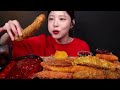 Giant Kielbasa Sausage Cheese Johnsonville Frank Spicy Tteokbokki With Crispy Giant Fried Mukbang