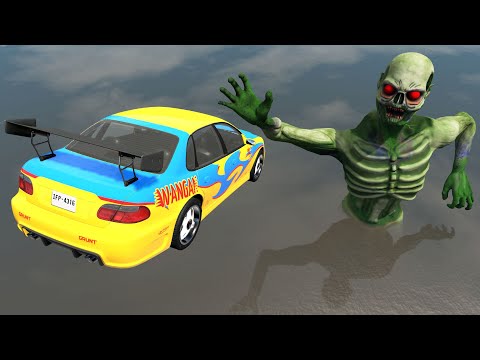 Open Bridge High Speed Jumping Cars Over Horrible Zombies | BeamNG Drive Fun Madness Compilation