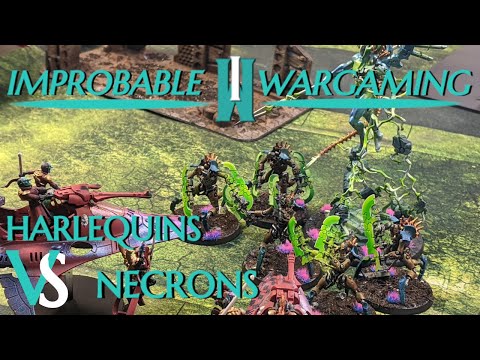 NECRONS VS HARLEQUINS Warhammer 40k live battle
