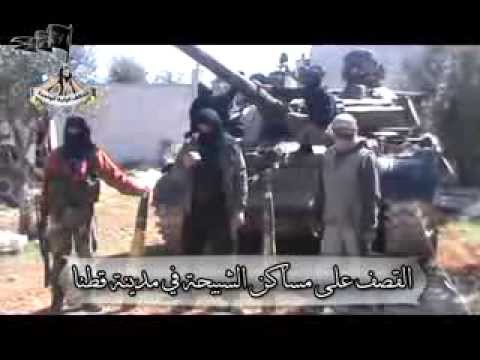 استهداف مقرات النظام في مدينة قطنا في ريف الغوطة الغربية بقذائف الدبابة من قبل لواء فرسان السنة