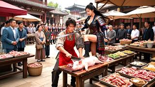 Download lagu Gang boss ambushes butcher, he strikes back! Sweeps the street, she faints in shock mp3