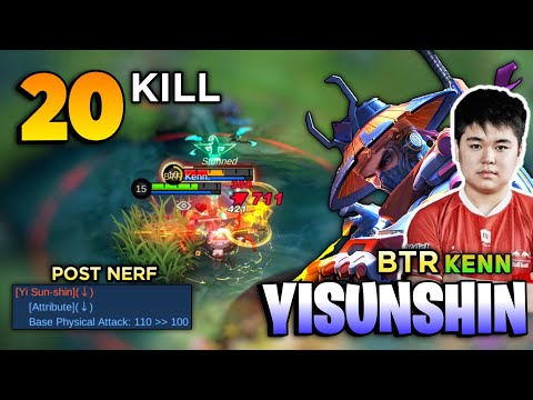 20 KILL! Yi Sun Shin Post Nerf Gameplay [ Top Global Yi Sun Shin Best Build 2021] By BTR Kenn - MLBB