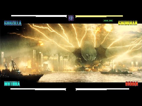 Godzilla Vs Ghidorah But Health Bar Is Enabled | Mothra Vs Rodan Battle Scene 4K