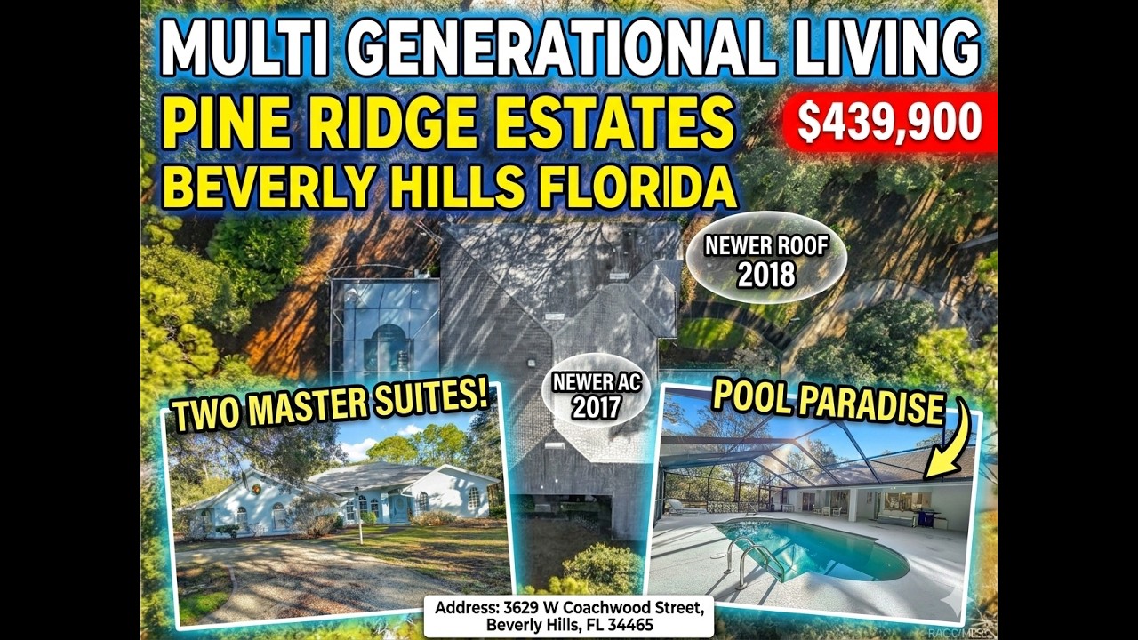 Cinematic tour: Pine Ridge Florida Home for Sale: 4 Bed/3 Bath with Pool & Dual Master Suites MLS#851737