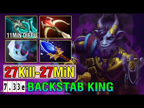 7.33e BACKSTAB KING [Riki] Carry 11Min Diffusal Blade Massacre All Map 1Min 1Kill Dota2 7.33E