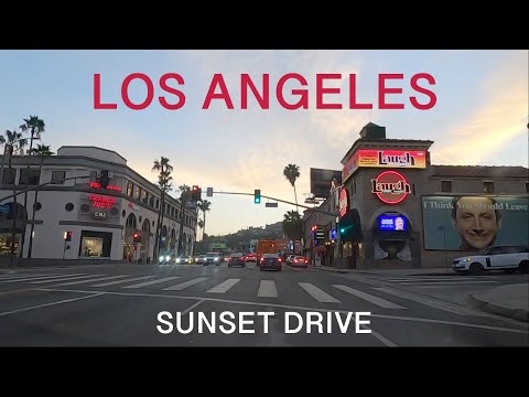 Driving Los Angeles: Sunset Blvd at Sunset - Hollywood to the Pacific Ocean