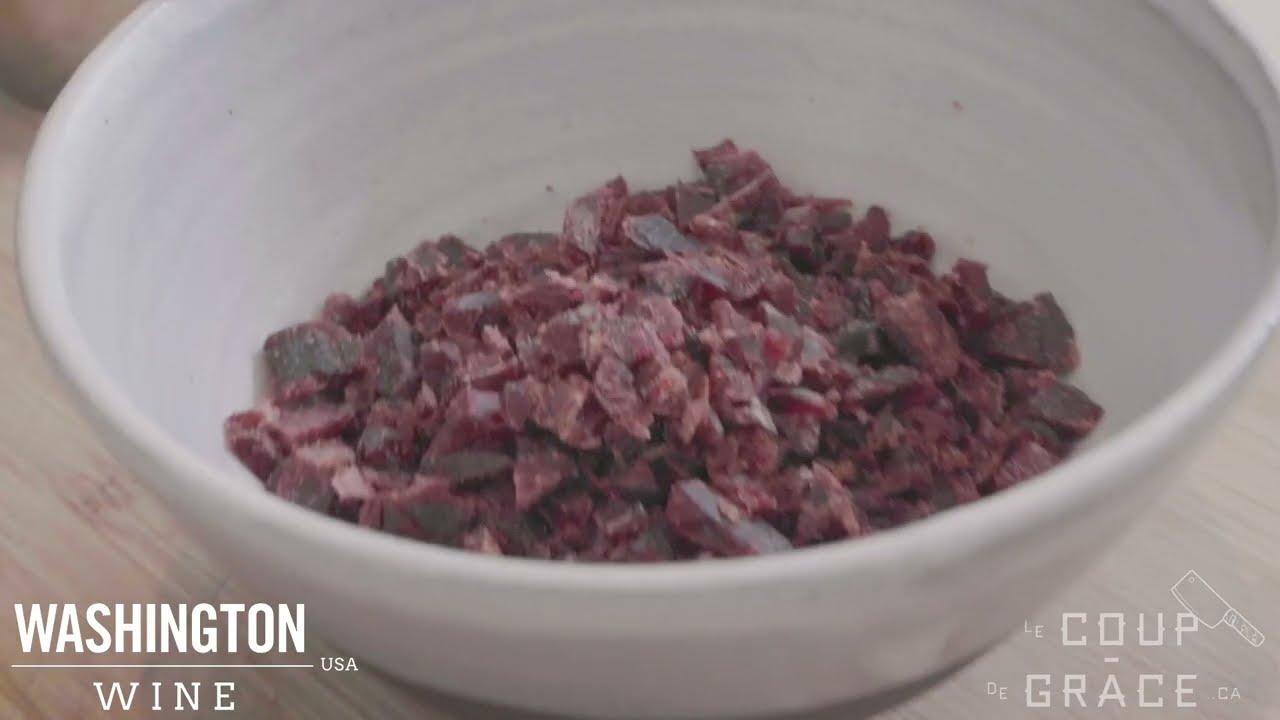 Beef tartare with beef jerky