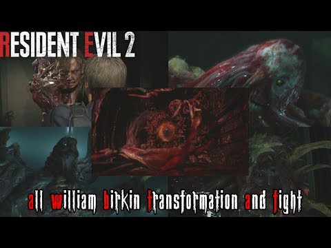 Resident Evil 2 Remake: All William Birkin Transformation Sequence & Fight