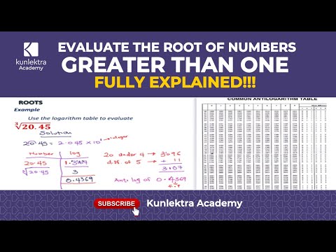 Common  Logarithm / How to evaluate Root of Numbers Greater than 1 using logarithm table