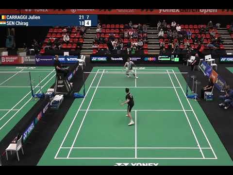 Unorthodox shots🙆‍♂️: Chirag Sen vs Julien Carragi at Dutch Open 24 - Laksya Sen's brother