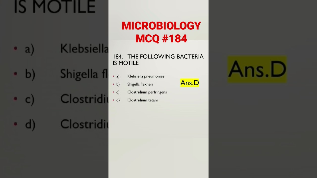 MICROBIOLOGY MCQ #181 #microbiology