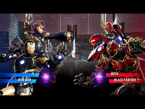 Iron Man & X VS Nova & Black Panther (Hardest AI) - Marvel vs Capcom: Infinite