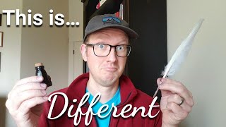 Writing with a Feather Pen for the First Time - This is very different from a fountain pen!