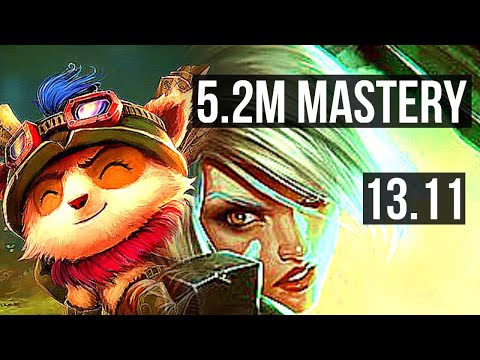 TEEMO vs RIVEN (TOP) | 5.2M mastery, 2500+ games, 8 solo kills, Rank 6 Teemo | EUW Master | 13.11