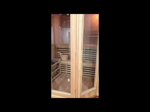 4-Person Indoor Traditional Sauna Double Bench with 6kW Harvia Heater video walkthrough