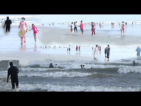 Karachi Sea View Beach With Moon. Pakistan. Moon tv lahore  (Mahmood Ali Jutt)