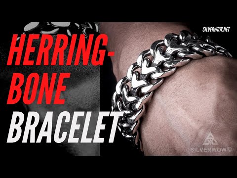 Men’s Heavy & Chunky Silver Bracelets: 25mm Herringbone Design Links. 6.8 -7 oz | BY Silverwow