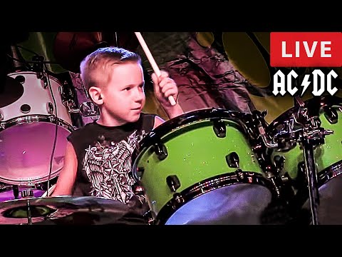 AC/DC - LIVE (7 year old Drummer) Dirty Deeds Done Dirt Cheap