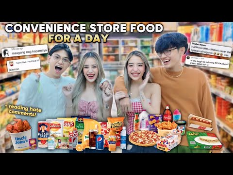 CONVENIENCE STORE FOOD ONLY FOR A DAY!  *READING HATE COMMENTS*