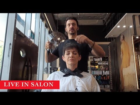 Live Event in Salon at Axis Hairdressing cutting Bronwen's Pixie