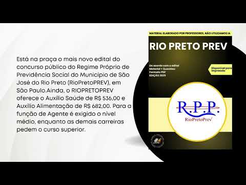 Apostila RIO PRETO PREV Agente Previdenciário