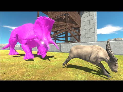 Escape from CRAZY PINK TRICERATOPS - Animal Revolt Battle Simulator