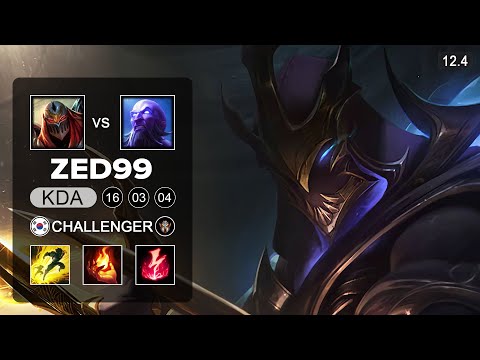 ZED99 Zed Mid vs Ryze - KR Challenger - Season 12 Patch 12.4