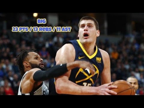 Nikola Jokic vs Spurs (02/13/2018) - 23 Pts, 13 Rebs, 11 Ast, 8-15 FGM, BIG TD!
