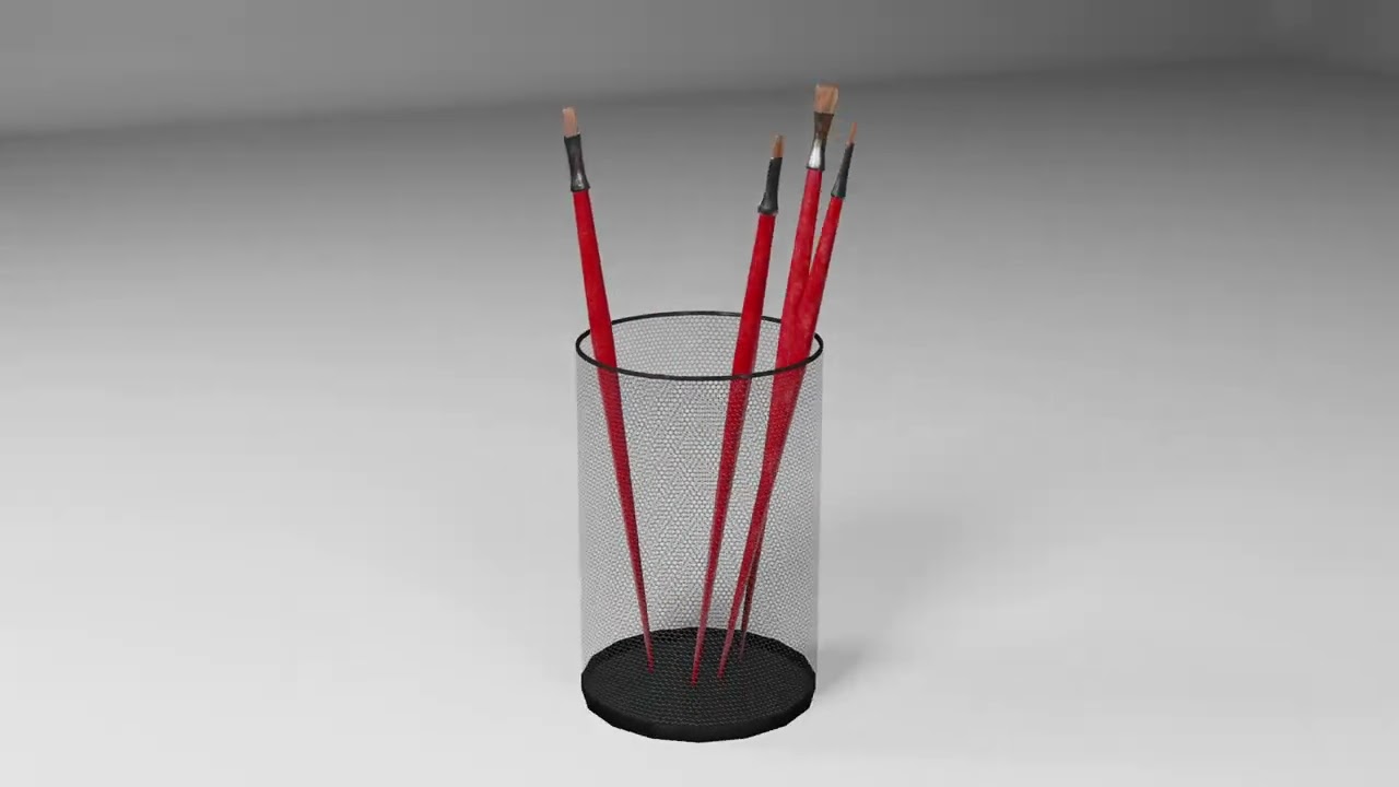 写实笔刷壶 3D 模型