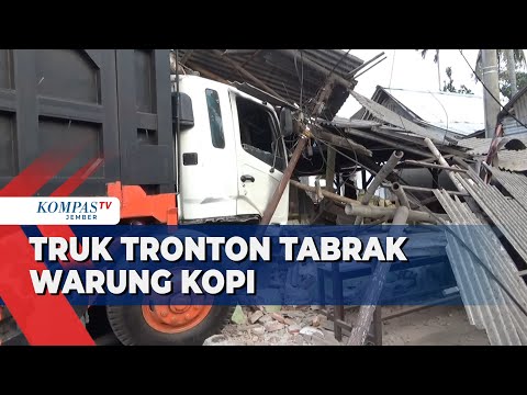 Hindari Minibus, Truk Tronton Banting Setir Hingga Tabrak Warung Kopi