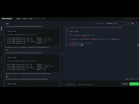Hackerrank Python Solution 11 Numpy Mean Var And Std