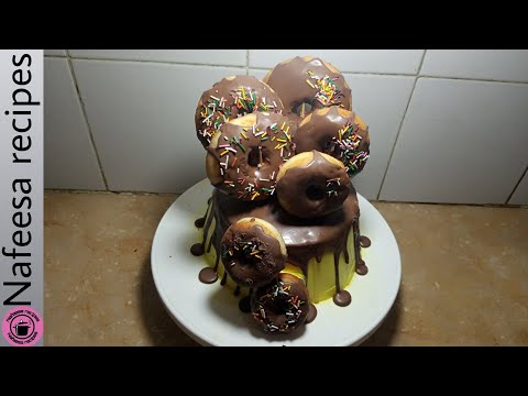 Chocolate donut drip Cake recipe.easy to  make a beautiful Cake.