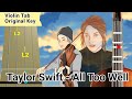 Taylor Swift - All Too Well (Taylor's Version) Play Along Violin Tab Tutorial